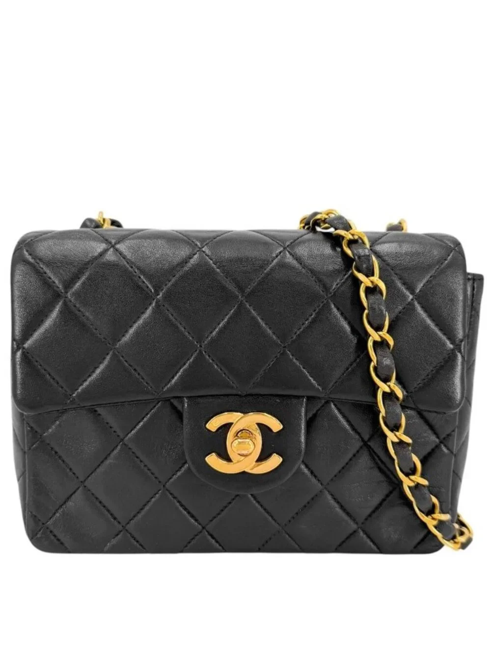 Chanel Shoulder Bag Mini Quilted Chain Turnlock Crossbody Mini Vintage CC Logo